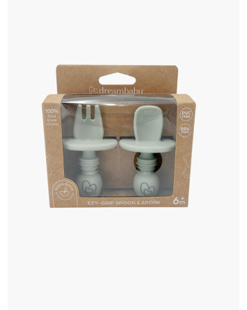 Silicone Ezy-Grip Spoon and Fork Seafoam