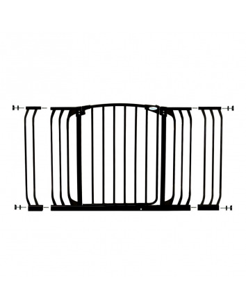 Chelsea Xtra-Wide Black Hallway Security Gate & Extension Set (1 Gate + 2 Extensions)