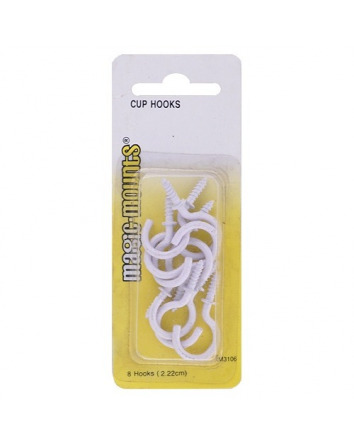CUP HOOKS WHITE 8PC